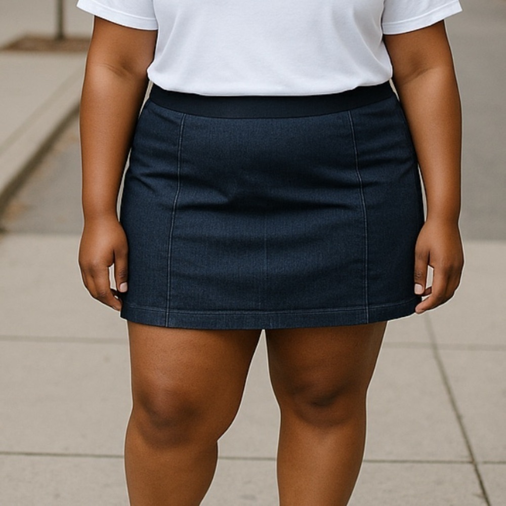 Avenue Black stretch pull on casual denim skirt. Womens plus size. Size 32